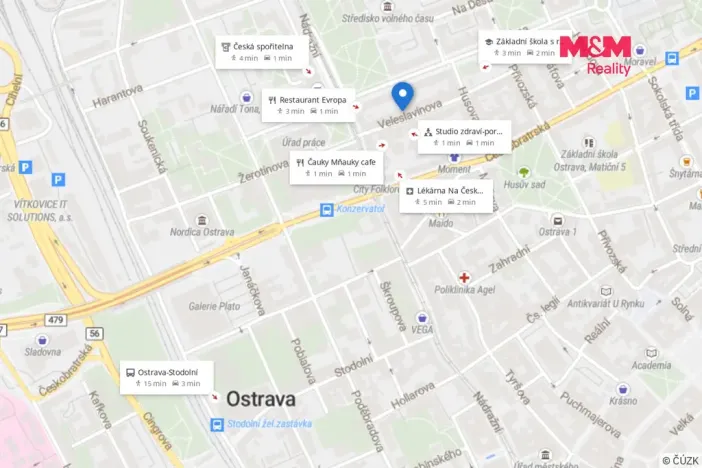 Pronájem bytu 2+kk, Ostrava - Moravská Ostrava, Veleslavínova, 54 m2