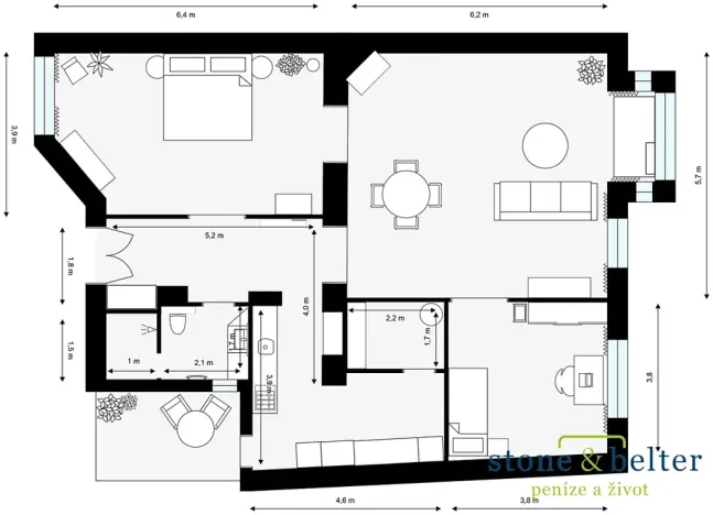 Prodej bytu 3+1, České Budějovice, Karla IV., 109 m2