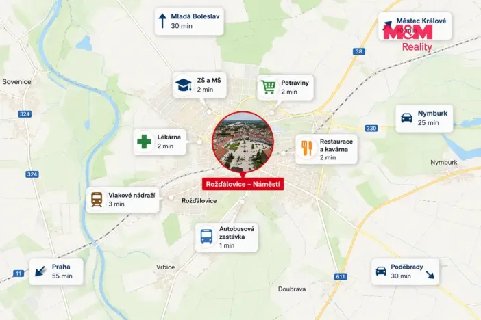Prodej bytu 3+kk, Rožďalovice, Náměstí, 68 m2