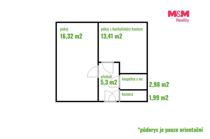 Prodej bytu 1+1, Pardubice - Zelené Předměstí, Žitná, 40 m2