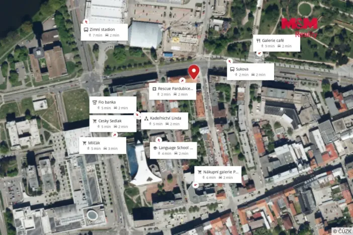 Pronájem bytu 1+kk, Pardubice - Zelené Předměstí, Sukova třída, 25 m2