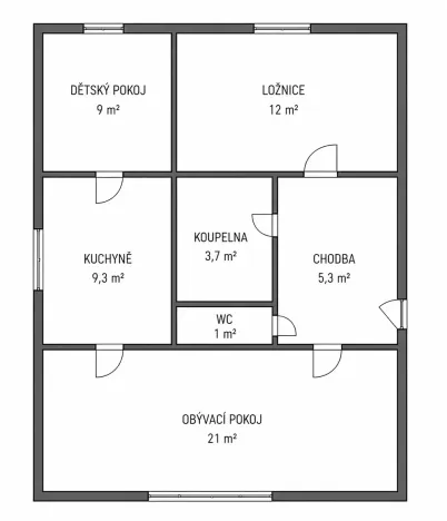 Prodej bytu 3+1, Počátky, Stodolní, 61 m2