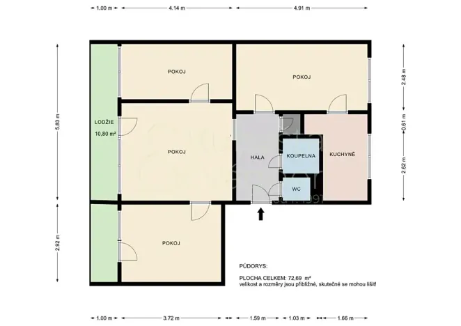 Prodej bytu 4+1, Chrudim, U Stadionu, 73 m2