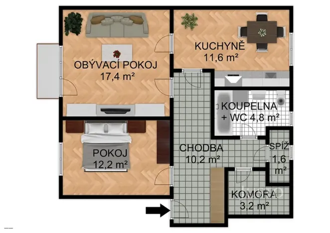 Pronájem bytu 2+1, Písek, Heritesova, 60 m2