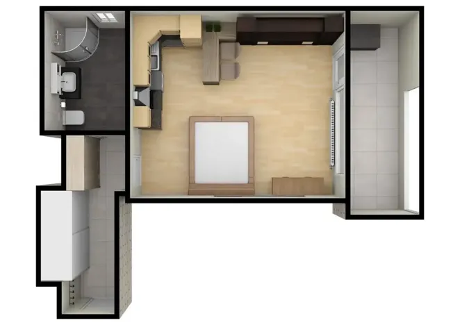 Pronájem bytu 1+kk, Praha - Horní Měcholupy, Mantovská, 45 m2
