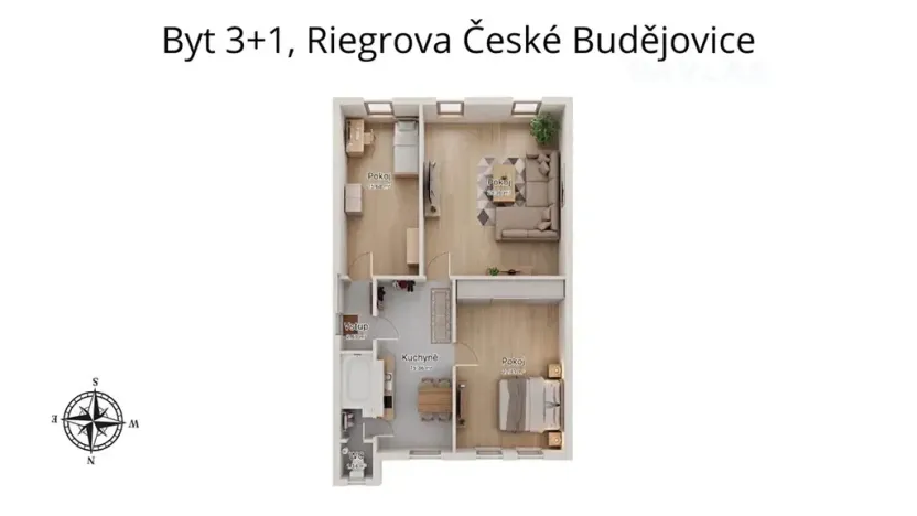 Prodej bytu 3+1, České Budějovice, Riegrova, 89 m2