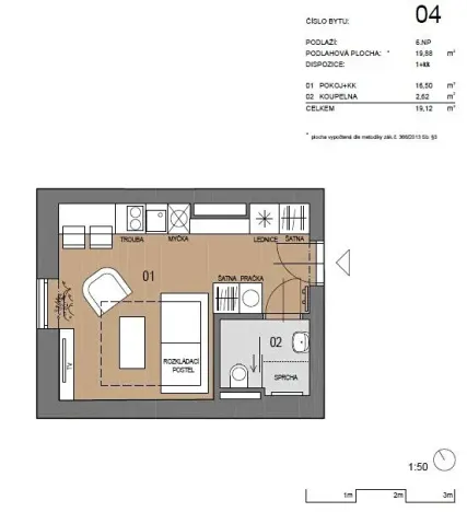 Pronájem bytu 1+kk, Brno, Křenová, 20 m2