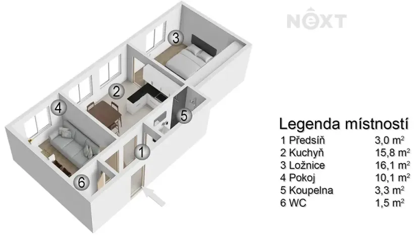Prodej bytu 3+kk, Brno, Milady Horákové, 50 m2