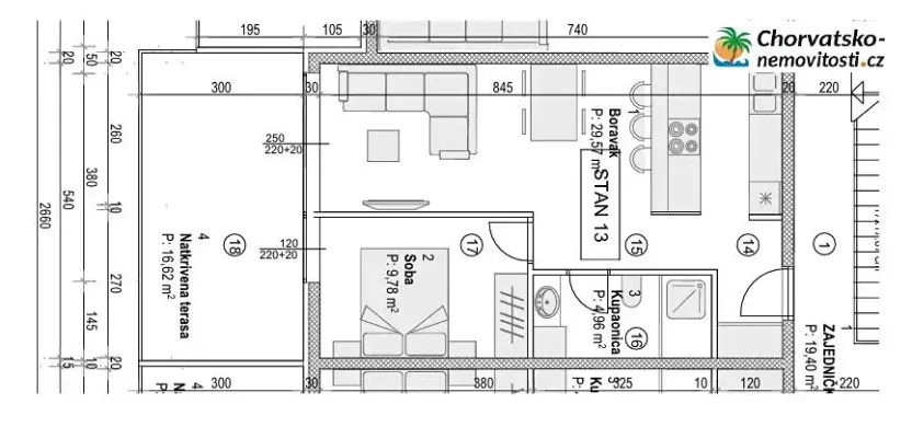 Prodej bytu 2+kk, Povljana, Chorvatsko, 44 m2