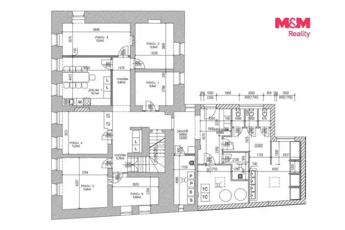 Pronájem rodinného domu, Vrátno, 302 m2