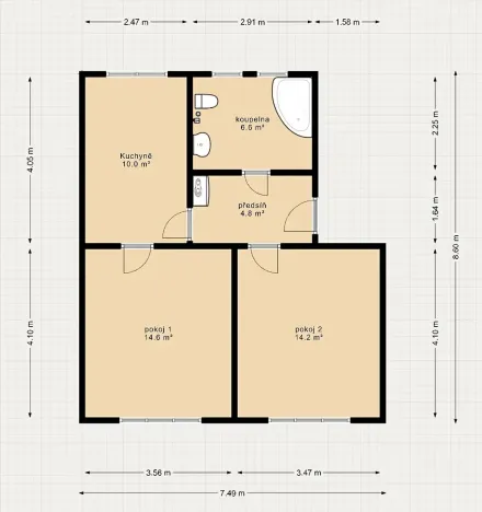 Prodej bytu 2+1, Liberec, Rumjancevova, 50 m2