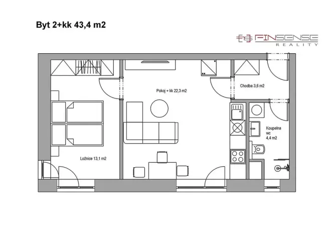 Pronájem bytu 2+kk, Kladno, Pavlisova, 45 m2