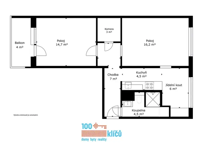 Prodej bytu 2+1, Brno, Kamínky, 56 m2