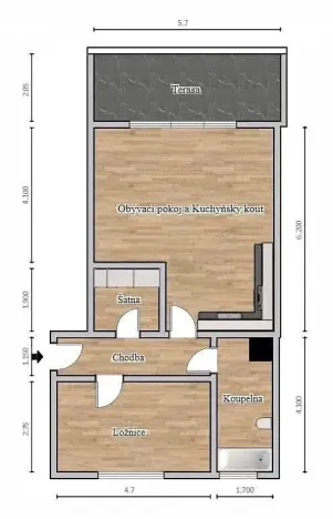 Pronájem bytu 2+kk, Slavkov u Brna, Zelnice II., 61 m2
