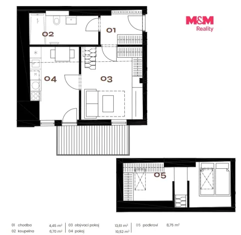 Prodej bytu 3+kk, Praha - Smíchov, Grafická, 36 m2