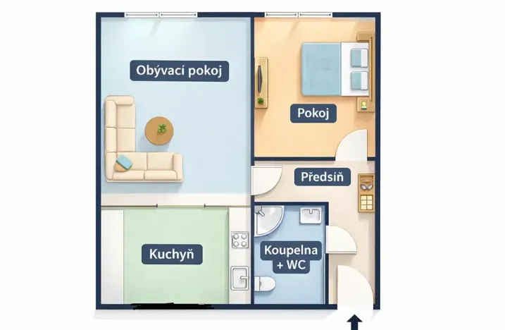 Pronájem bytu 2+kk, Praha - Chodov, Zdiměřická, 43 m2