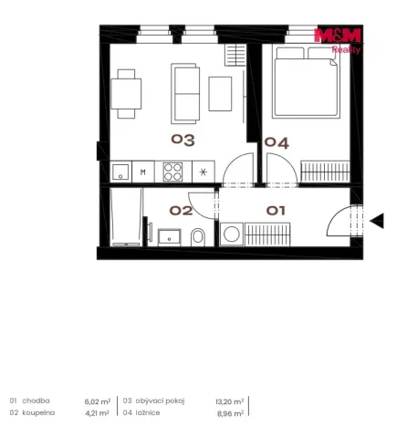 Prodej bytu 2+kk, Praha - Smíchov, Grafická, 34 m2
