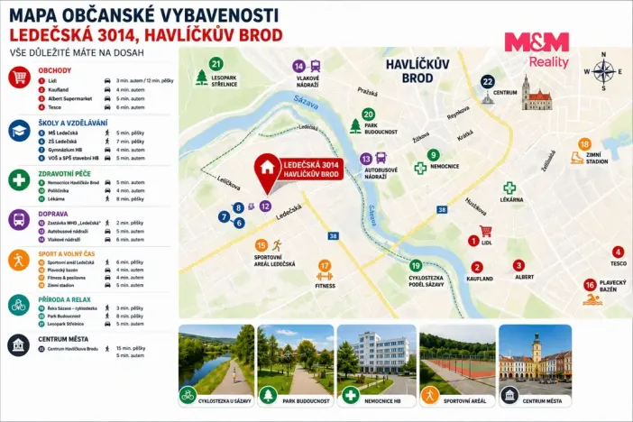 Prodej bytu 3+1, Havlíčkův Brod, Ledečská, 69 m2