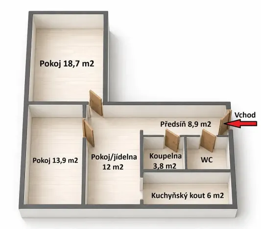 Prodej bytu 3+kk, Turkovice, 71 m2