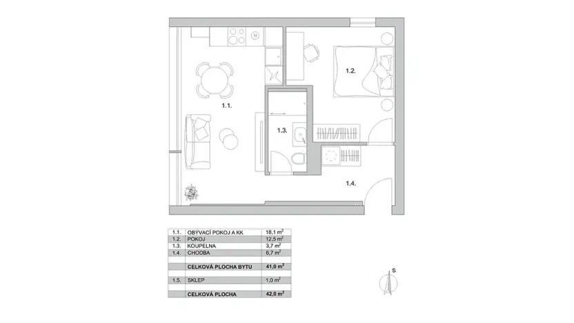 Prodej bytu 2+kk, Praha - Karlín, Nekvasilova, 42 m2