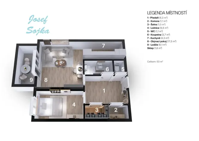 Prodej bytu 2+kk, Brno, Běloruská, 46 m2