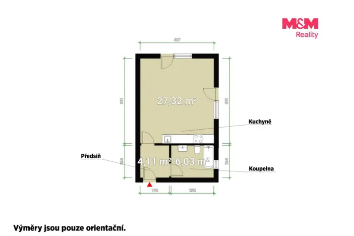 Pronájem bytu 1+kk, Plzeň - Skvrňany, Na Průhonu, 40 m2