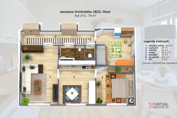 Pronájem bytu 3+1, Most, Jaroslava Vrchlického, 69 m2