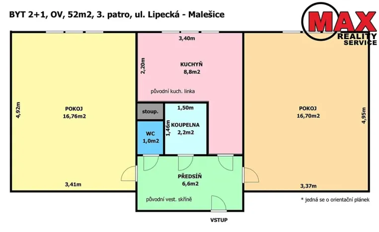 Pronájem bytu 2+1, Praha - Malešice, Lipecká, 52 m2