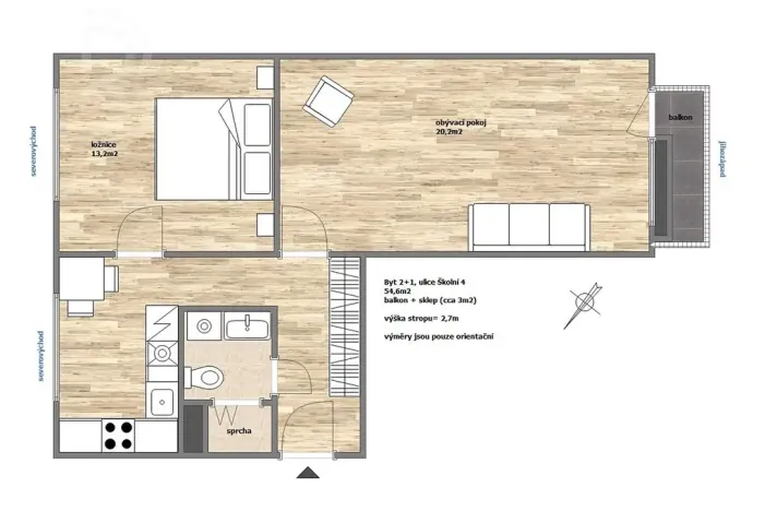 Pronájem bytu 2+1, Ústí nad Labem, Školní, 54 m2