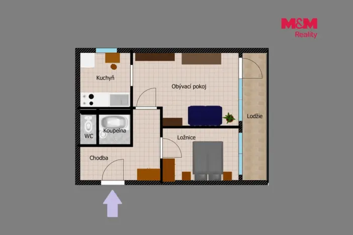 Pronájem bytu 2+1, Zruč nad Sázavou, Poštovní, 40 m2