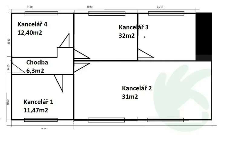 Pronájem kanceláře, Mělník, Pražská, 32 m2
