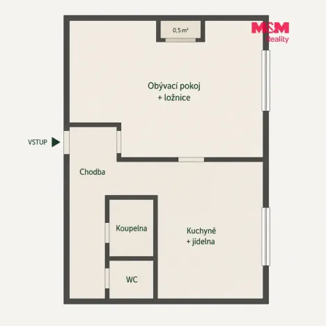 Prodej bytu 1+1, Hlubočky - Mariánské Údolí, Ciolkovského, 38 m2