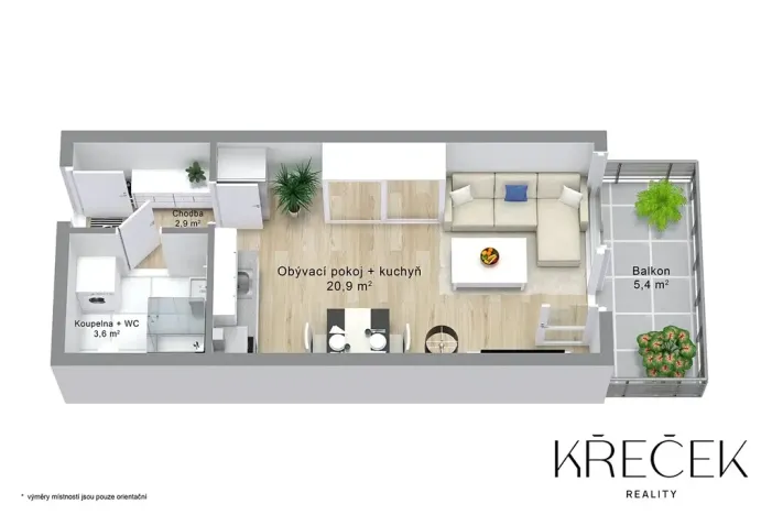Pronájem bytu 1+kk, Třebíč, Družstevní, 28 m2