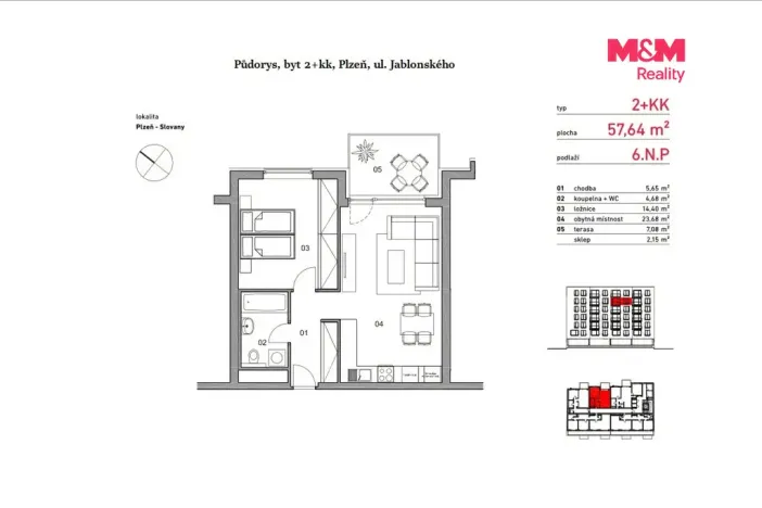 Pronájem bytu 2+kk, Plzeň - Východní Předměstí, Jablonského, 58 m2