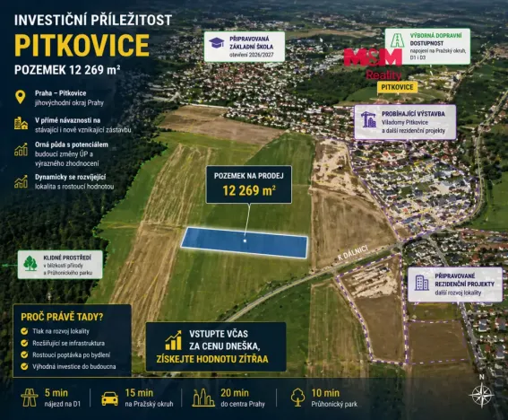 Prodej pole, Praha - Pitkovice, 12269 m2