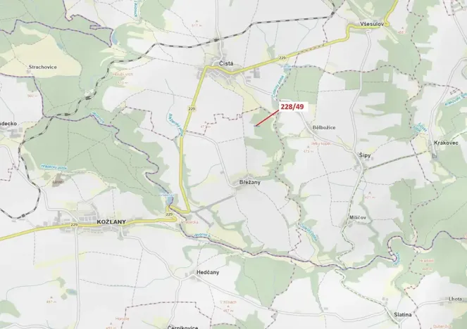 Dražba lesa, Břežany, 2070 m2