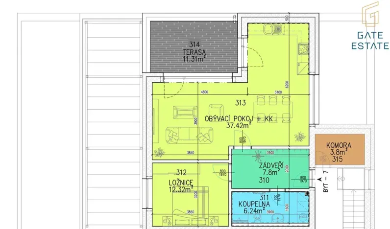 Pronájem bytu 2+kk, Holešov, Pod Hrádkem, 64 m2