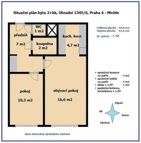 Pronájem bytu 2+kk, Praha - Michle, Ohradní, 45 m2