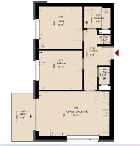 Pronájem bytu 3+kk, Trutnov, Chodská, 69 m2