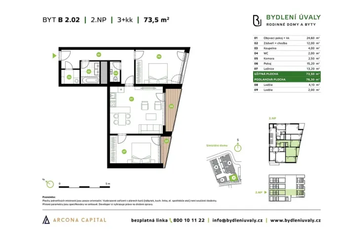 Prodej bytu 3+kk, Úvaly, Škvorecká, 76 m2