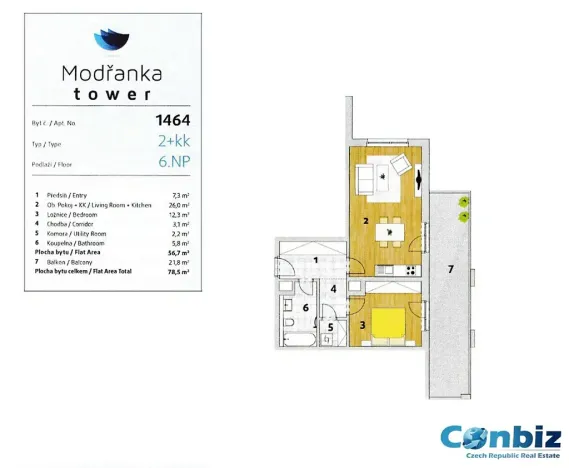 Pronájem bytu 2+kk, Praha - Modřany, Zlochova, 56 m2