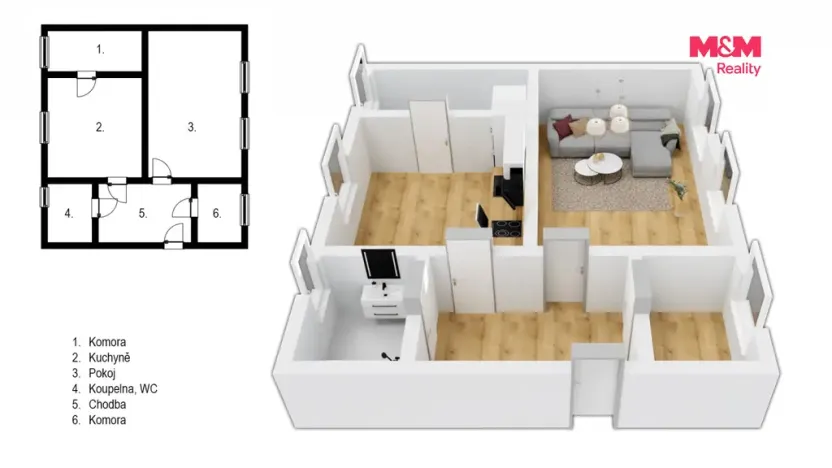 Pronájem bytu 2+kk, Skuteč, Školní, 50 m2