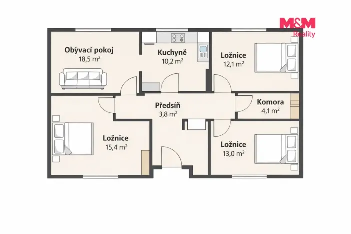 Prodej rodinného domu, Pnětluky, 89 m2