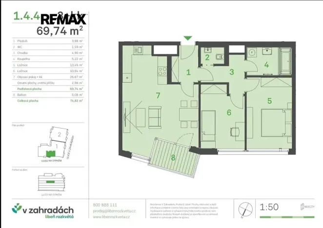Pronájem bytu 3+kk, Praha - Libeň, Na sypkém, 70 m2