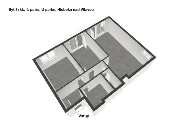 Pronájem bytu 3+kk, Hluboká nad Vltavou, U Parku, 82 m2