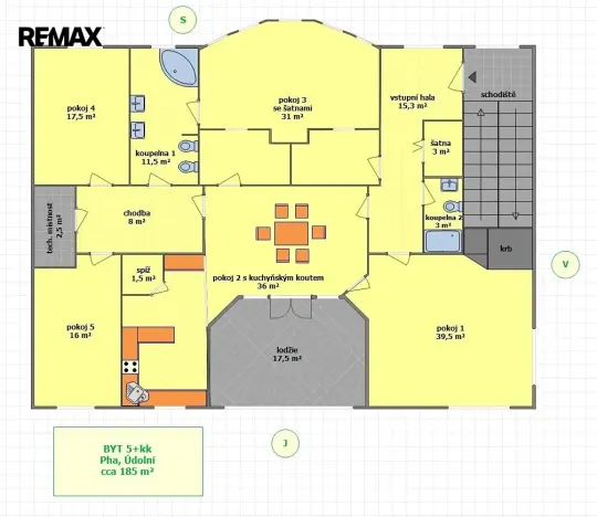 Pronájem bytu 5+kk, Praha - Hodkovičky, Údolní, 182 m2