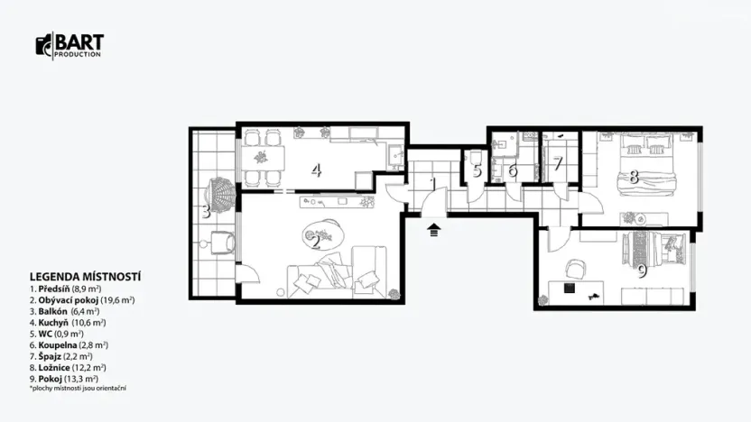Prodej bytu 3+1, Praha - Žižkov, Ostromečská, 72 m2