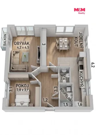 Pronájem bytu 3+kk, Rychnov nad Kněžnou, Janáčkova, 65 m2