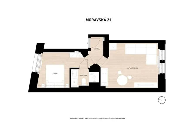 Pronájem bytu 2+kk, Karlovy Vary, Moravská, 36 m2
