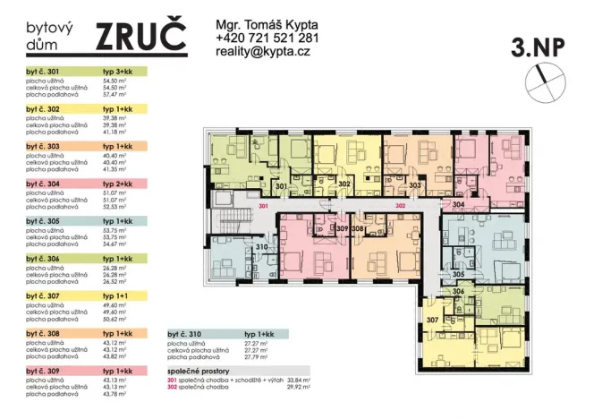 Pronájem bytu 1+kk, Zruč-Senec, Sportovní, 44 m2